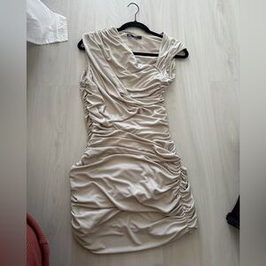 Zara asymmetrical bone color Dress